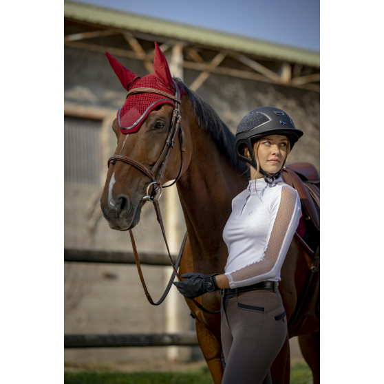 Polo de concours EQUITHÈME Pekin manches longues - Femme