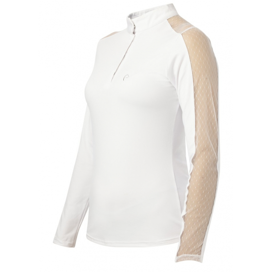 Polo de concours EQUITHÈME Pekin manches longues - Femme