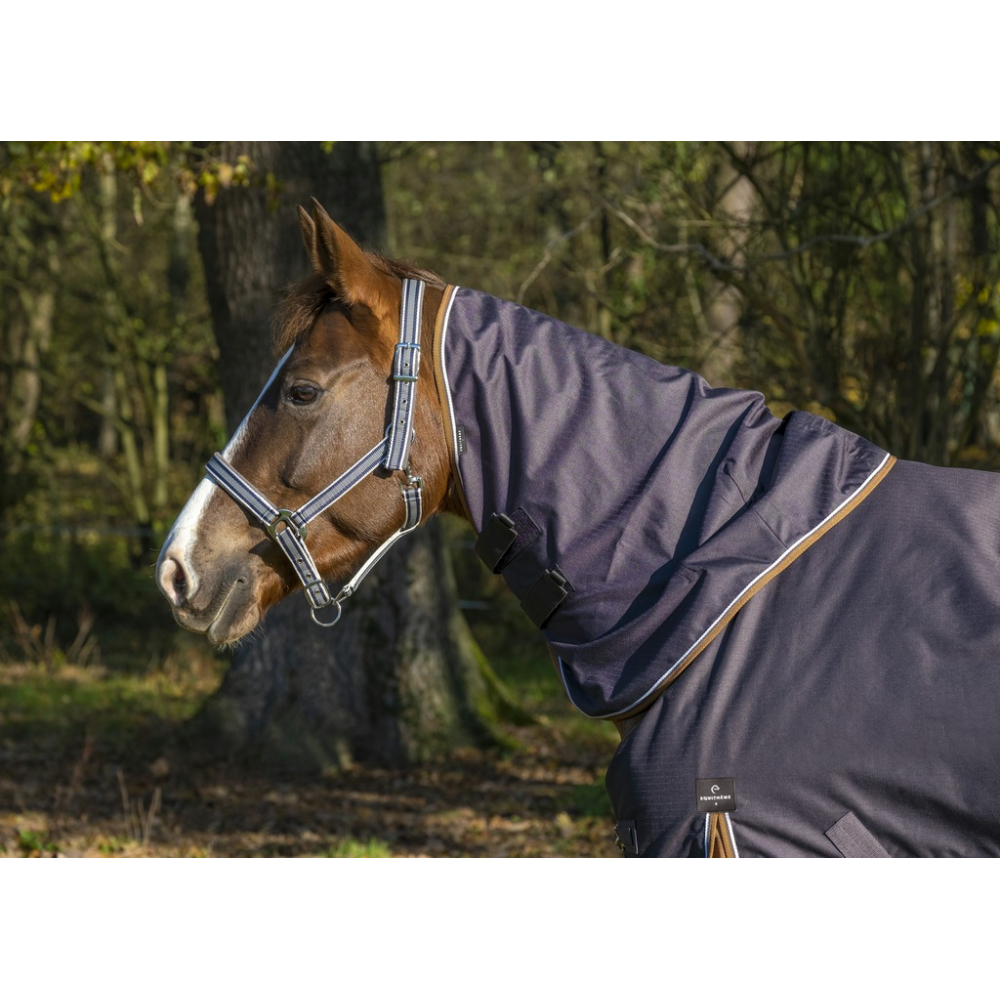 Equi-Theme Pferdedecke – Wasserdicht & Atmungsaktiv, 600D, Hochhals, 175 Cm, Marineblau/grau – Perfekt Für Die Übergangszeit